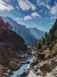 Scenic view of mountains against sky