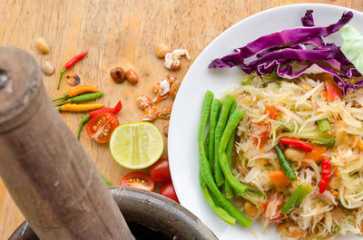 Close-up of salad in plate on table