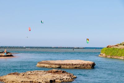 Scenic view of sea against clear sky