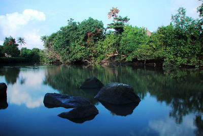 Scenic view of lake against sky