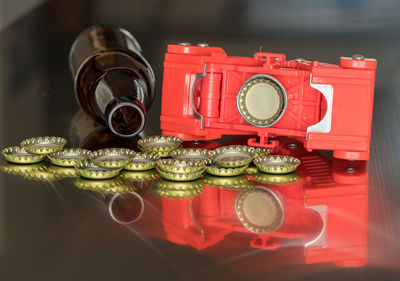 Close-up of eyeglasses on table