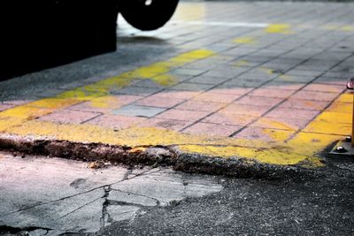 High angle view of wet street