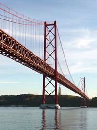 Suspension bridge over river