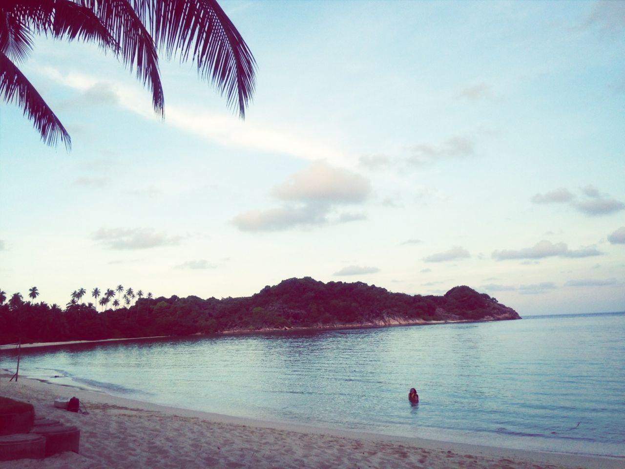 beach, sea, water, sky, tranquil scene, tranquility, scenics, shore, beauty in nature, horizon over water, sand, cloud - sky, nature, tree, cloud, idyllic, vacations, incidental people, outdoors, coastline