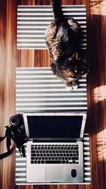 Close-up of laptop on table at home