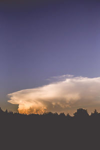 Silhouette of trees against cloudy sky