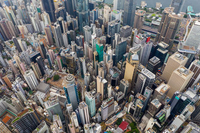 High angle view of city buildings