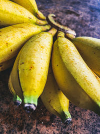 High angle view of bananas on table