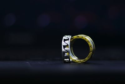 Close-up of rings on table