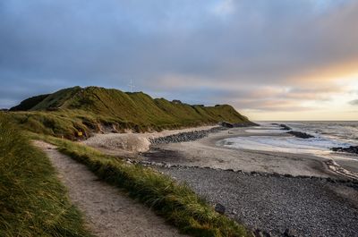 Scenic view of beach against sky