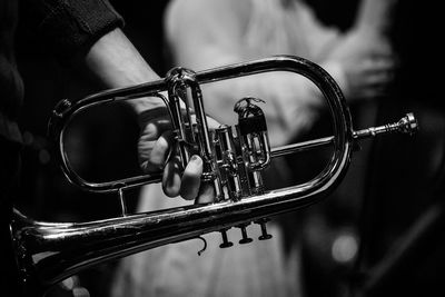 Cropped image of person holding cornet