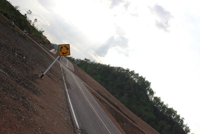 Road sign against sky