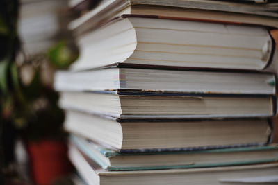 Close-up of books on table