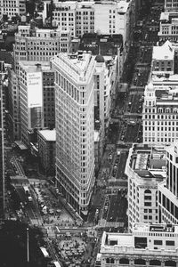 Aerial view of cityscape and flat iron inn new york city