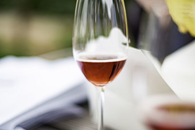 Close-up of beer in glass