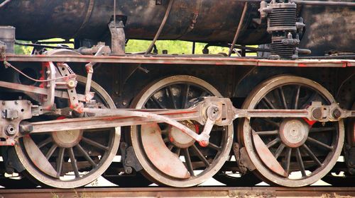 Low section of train on railroad track