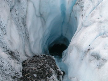 Close-up of glacier in cave