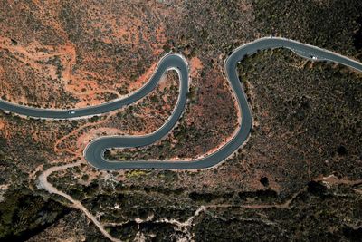 High angle view of bicycle on road