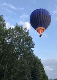 Low angle view of hot air balloon against sky