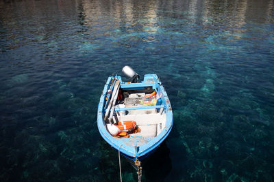 High angle view of boat in sea