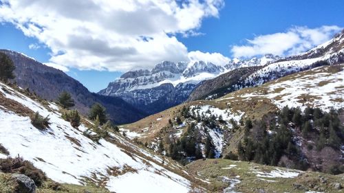 Scenic view of snowcapped mountains