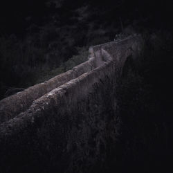 View of old wall at night