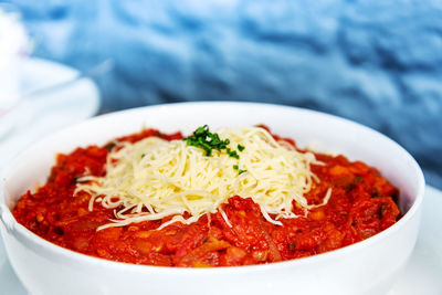 Close-up of meal served in bowl