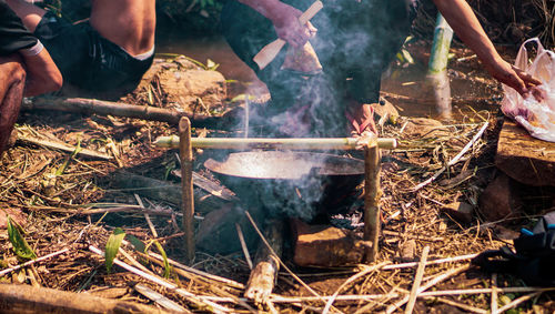 Group of people on barbecue grill