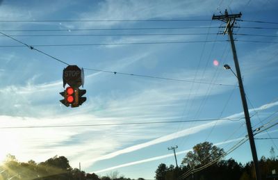 Low angle view of electricity pylon