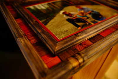 Close-up of multi colored pencils on table