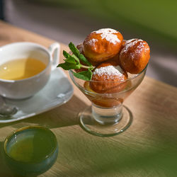 Close-up of dessert on table