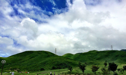 Scenic view of landscape against cloudy sky