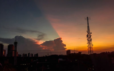 Silhouette buildings against sky during sunset