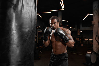 Man exercising in gym