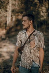 Young man looking away