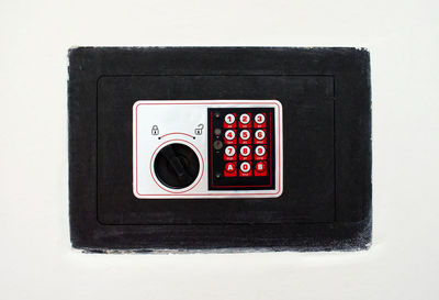 High angle view of telephone booth