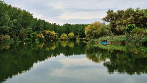 Scenic view of lake against sky