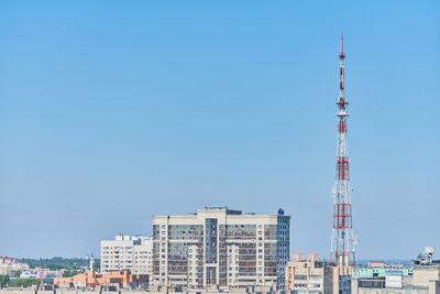 Voronezh city downtown cityscape. aerial view. business center, residential buildings
