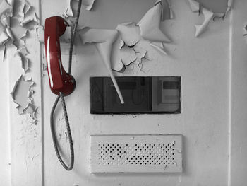 High angle view of telephone booth