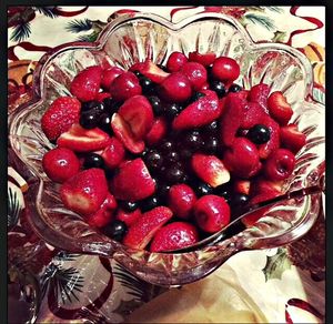 Close-up of strawberries in bowl