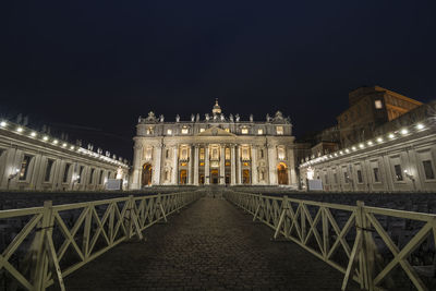 Illuminated building at night