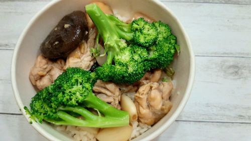 High angle view of food in bowl