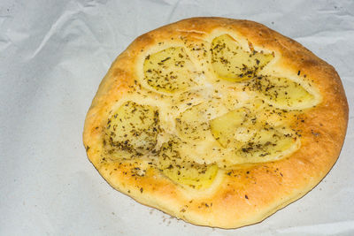 High angle view of bread on table