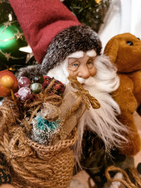 Close-up of christmas decorations on tree