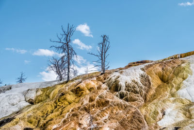 Low angle view of rocks against sky