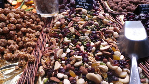 High angle view of vegetables for sale in market