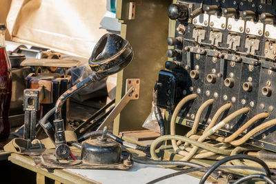 High angle view of old machinery