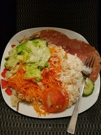 Close-up of served food in plate