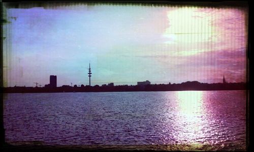 Scenic view of sea at sunset