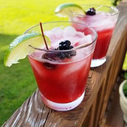 Close-up of cocktail in glass on table